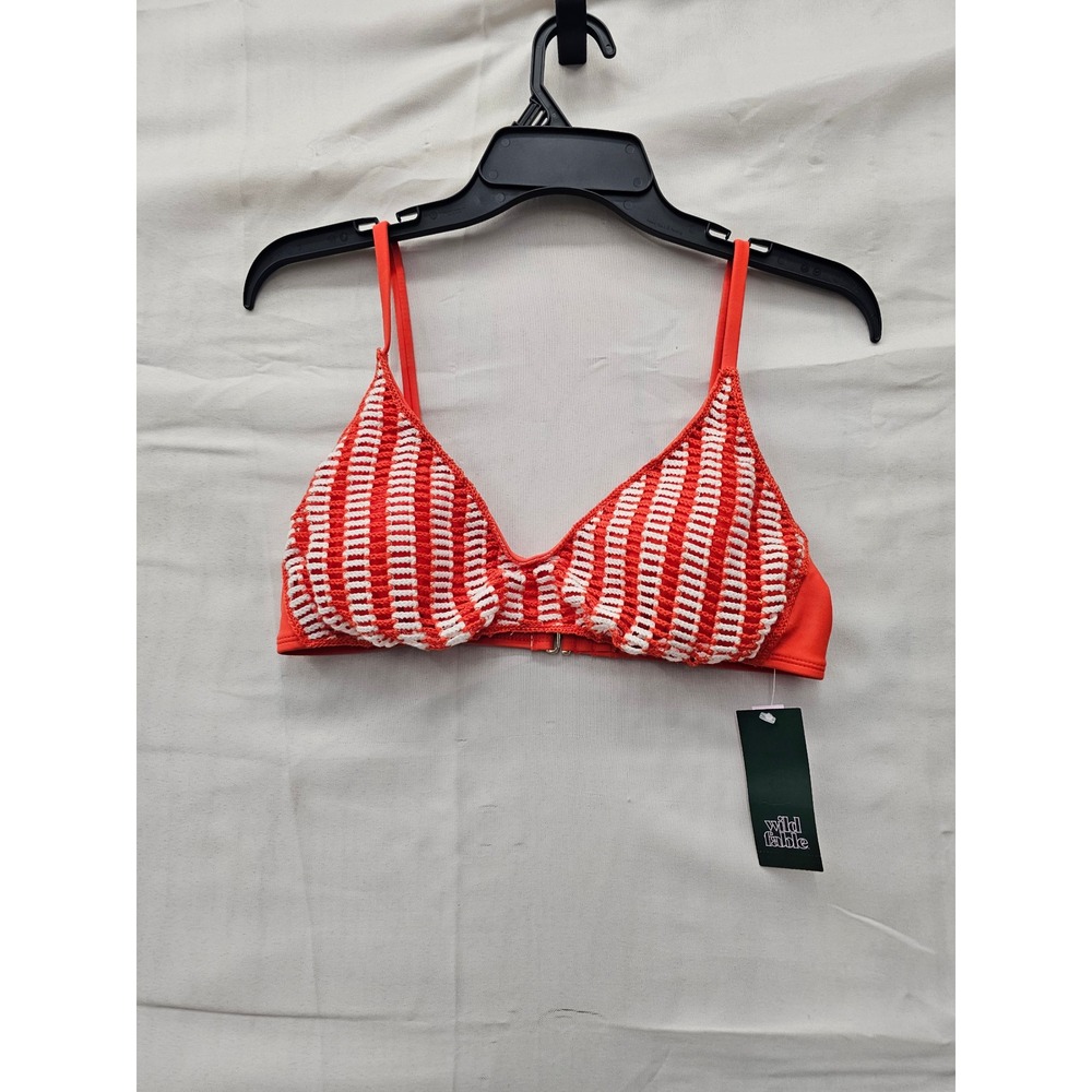Wild Fable Womens Crochet Triangle Bikini Top Orange Polyester Blend Size Medium